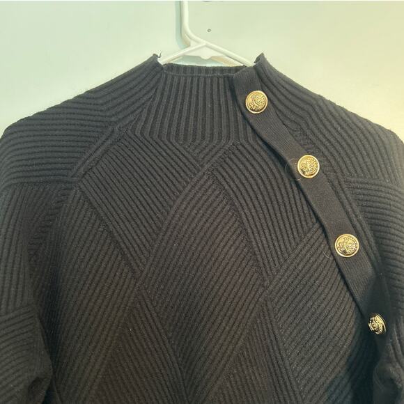Line & Dot Stevie Sweater – Black with Gold Buttons, Women's Size Large - Picture 5 of 9